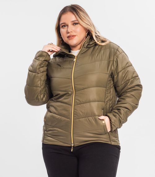 Jaqueta Com Capuz Plus Size Secret Glam Verde