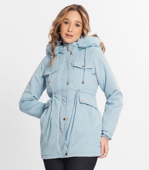 Parka Feminina Com Capuz Peluciada Sea Surf Azul