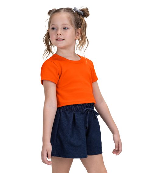 Blusa Cropped Infantil Ribana Canelada Trick Nick Laranja