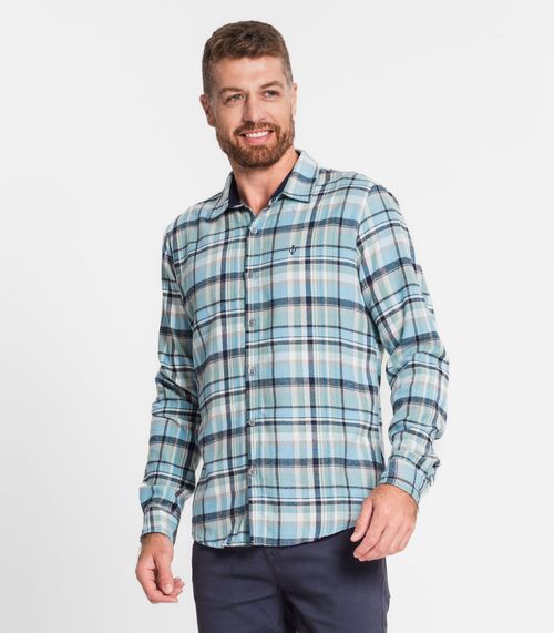 Camisa Masculina Manga Longa Diametro Azul