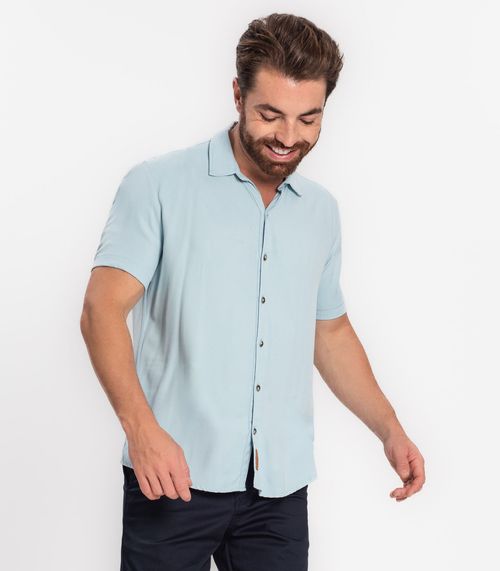 Camisa Masculina Em Viscose Dobby Diametro Azul