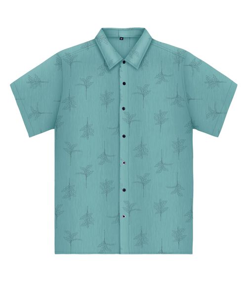 Camisa Masculina Estampada Em Viscose Diametro Verde