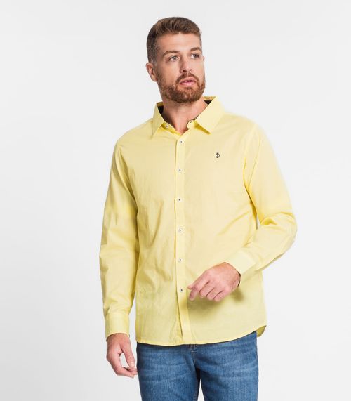 Camisa Masculina Manga Longa Em Tricoline Diametro Amarelo