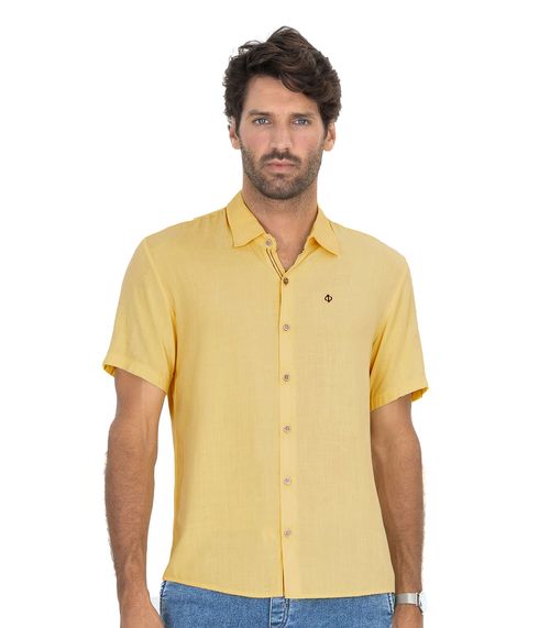 Camisa Masculina Em Viscose Slub Diametro Amarelo