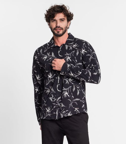 Camisa Manga Longa Em Cotton Leve Diametro Preto