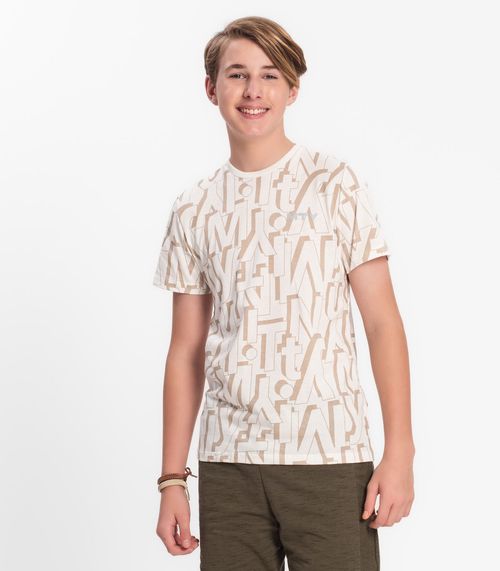 Camiseta Juvenil Masculina Estampada Minty Bege