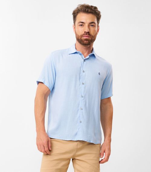 Camisa Masculina Em Viscose Slub Diametro Azul