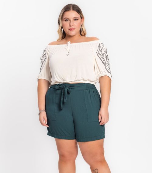 Shorts Feminino Plus Size Secret Glam Verde