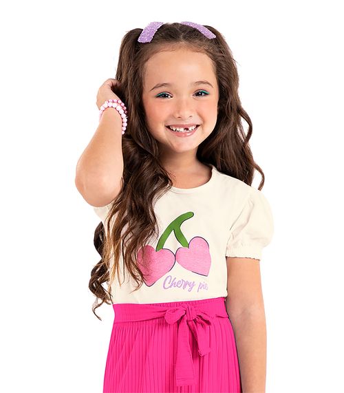 Blusa Infantil Feminina Cherry Rovi Kids Bege