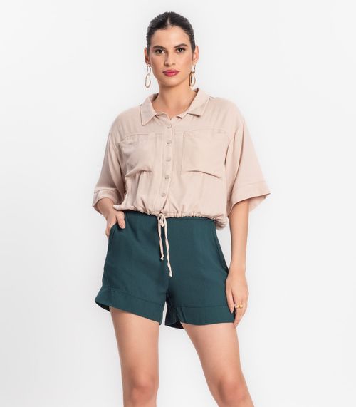 Shorts Feminino Em Viscose Creponada Endless Verde