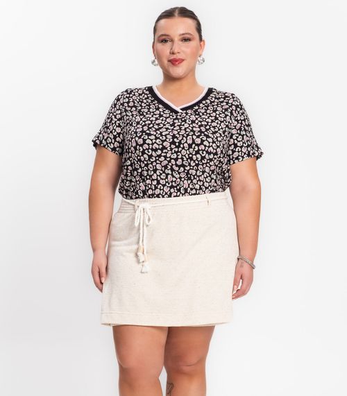 Shorts Saia Feminino Plus Size Secret Glam Bege