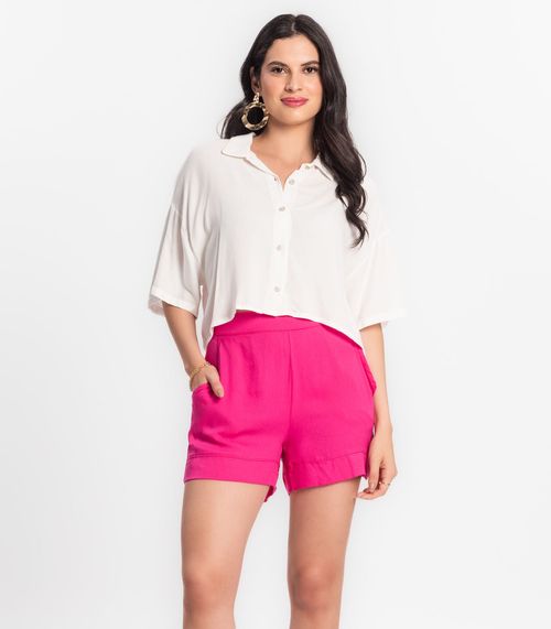 Shorts Feminino Em Viscose Creponada Endless Rosa