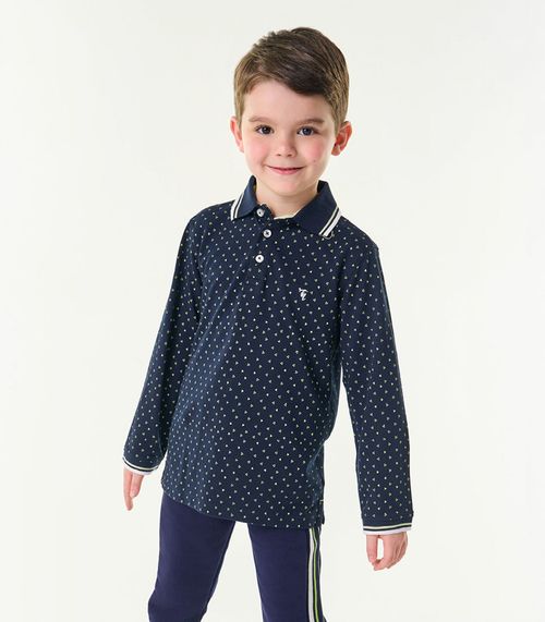 Camisa Polo Infantil Manga Longa Trick Nick Azul