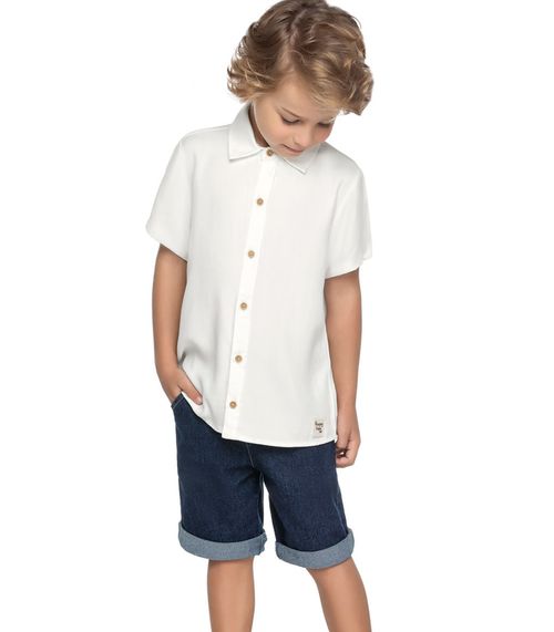 Camisa Infantil Masculina Quadriculada Trick Nick Bege