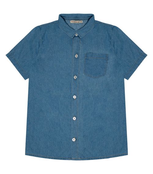 Camisa Infantil Masculina Com Botões Trick Nick Azul