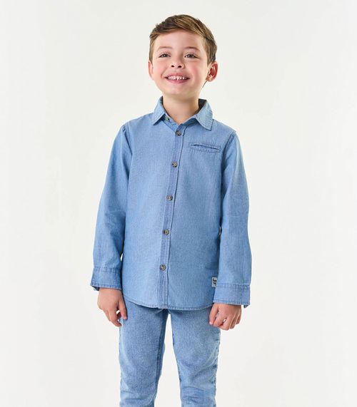 Camisa Jeans Infantil Masculina Trick Nick Cinza