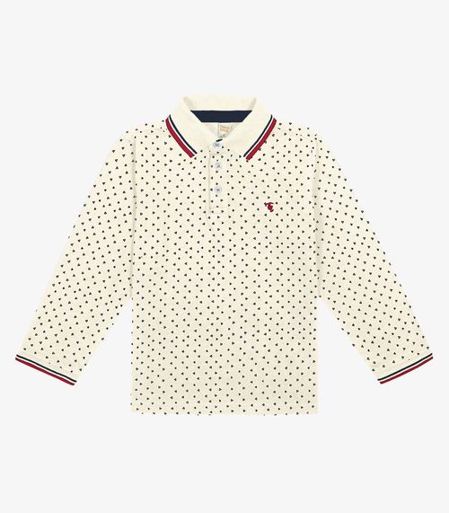 Camisa Polo Infantil Manga Longa Trick Nick Bege