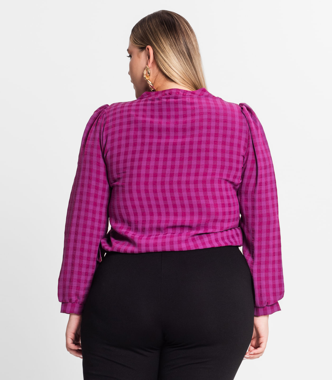 Blusa Plus Size Em Air Flow Xadrez Secret Glam Roxo | FastStore PDP