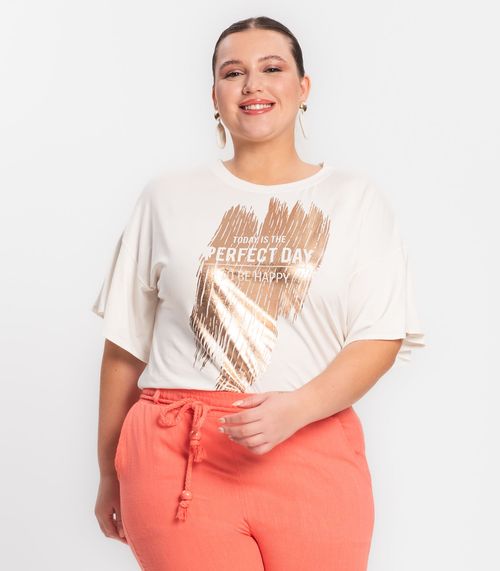 Blusa Feminina Plus Size Viscotorcion Secret Glam Bege