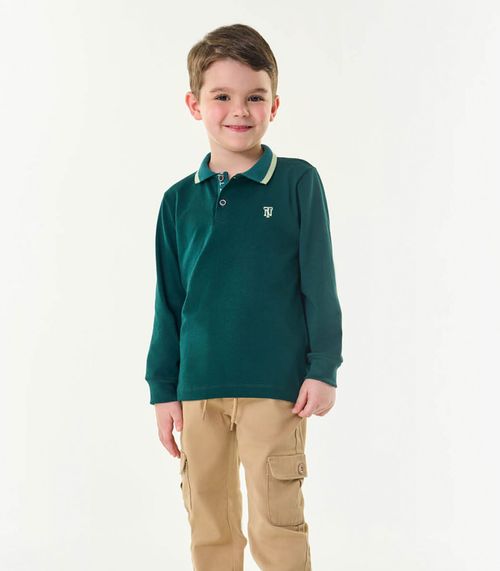 Camisa Polo Infantil Manga Longa Trick Nick Verde