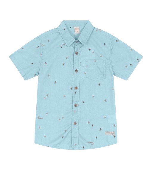 Camisa Infantil Masculina Com Bolso Trick Nick Azul