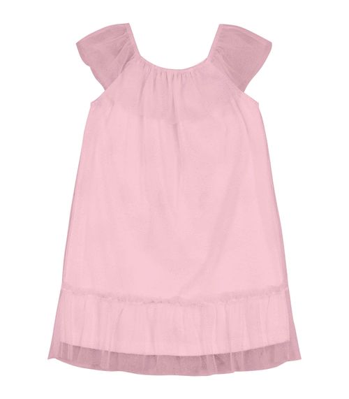 Vestido Infantil Em Cotton Leve e Tule Trick Nick Rosa