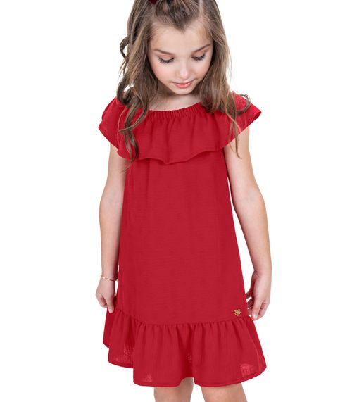 Vestido Ciganinha Com Babados Trick Nick Vermelho