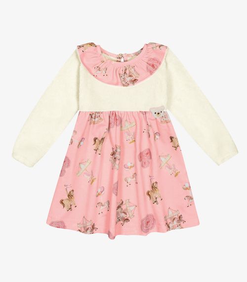 Vestido Infantil Manga Longa Trick Nick Rosa