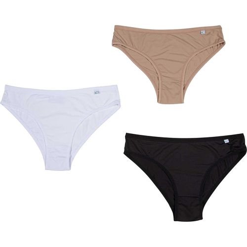 Kit 3 Calcinhas Delcotton Preto/Branco/Chocolate