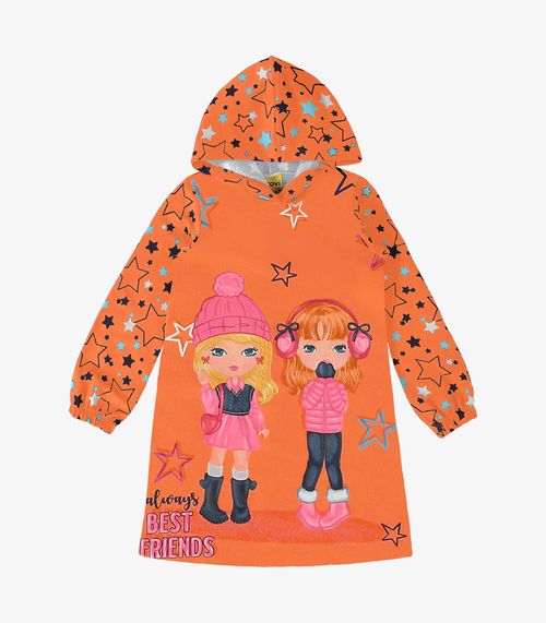 Vestido Infantil Manga Longa E Capuz Rovi Kids Laranja