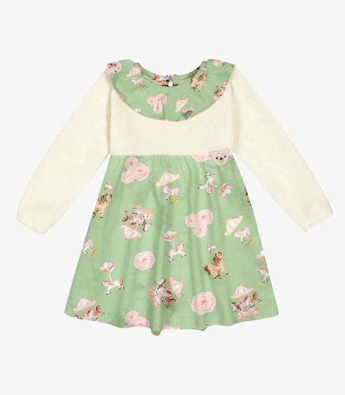 Vestido Infantil Manga Longa Trick Nick Verde