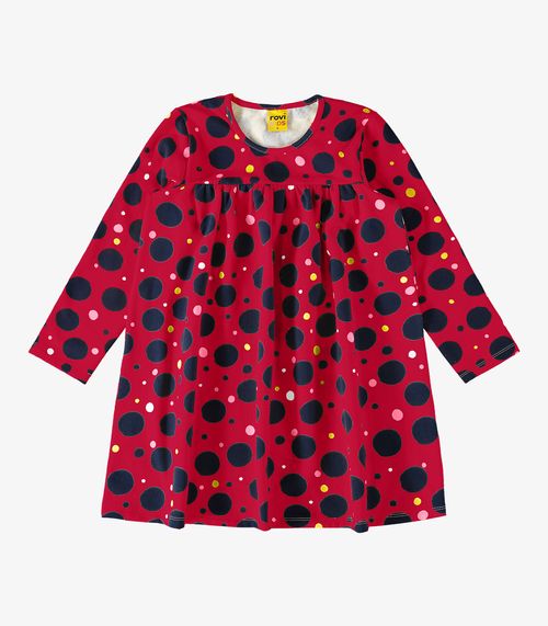 Vestido Infantil Manga Longa De Bolinhas Rovi Kids Vermelho