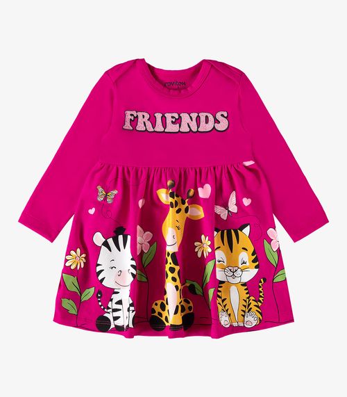 Vestido Infantil Manga Longa Friends Rovi Kids Rosa