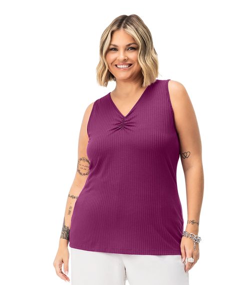 Blusa Feminina Plus Size Canelada Secret Glam Roxo