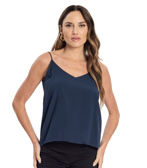 Blusa De Alça Tecido Crepe Marrocos Endless Azul