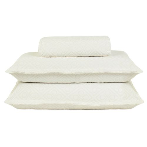 Colcha L 2 Porta Travesseiros Jacquard Renda Branca J Serrano