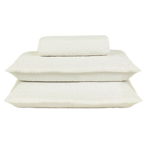 Colcha Casal 2 Porta Travesseiros Jacquard Renda Branca J Serrano