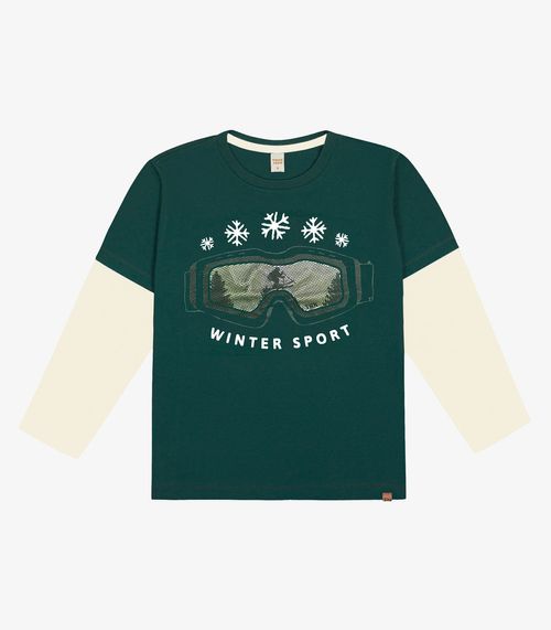 Camiseta Infantil Manga Longa Trick Nick Verde