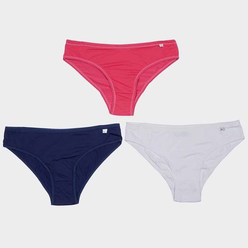 Kit 3 Calcinhas Delcotton Pink/Branco/Marinho