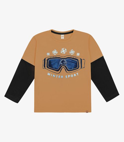 Camiseta Infantil Manga Longa Trick Nick Marrom