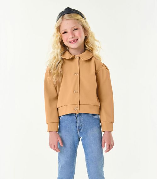 Jaqueta Infantil Feminina Em Suede Trick Nick Marrom