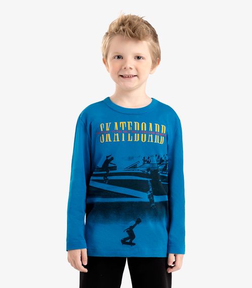 Camiseta Infantil masculina Manga Longa Rovi Kids Azul