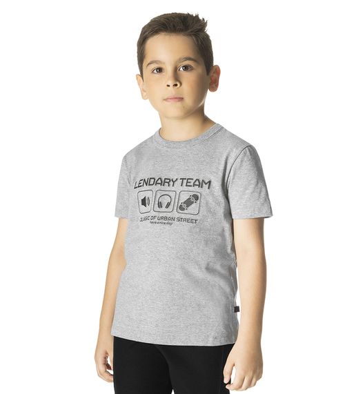 Camiseta Infantil Masculina Lendary Rovitex Kids Cinza