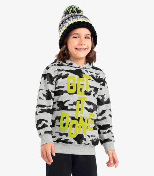 Blusão Infantil Masculino Com Capuz Rovi Kids Cinza