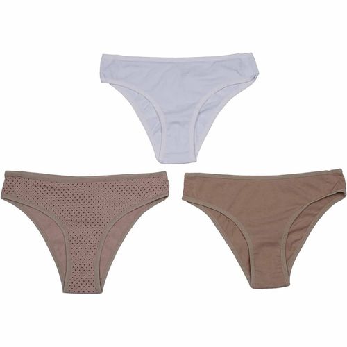 Kit 3 Calcinhas Cotton Poá Chocolate/Branco