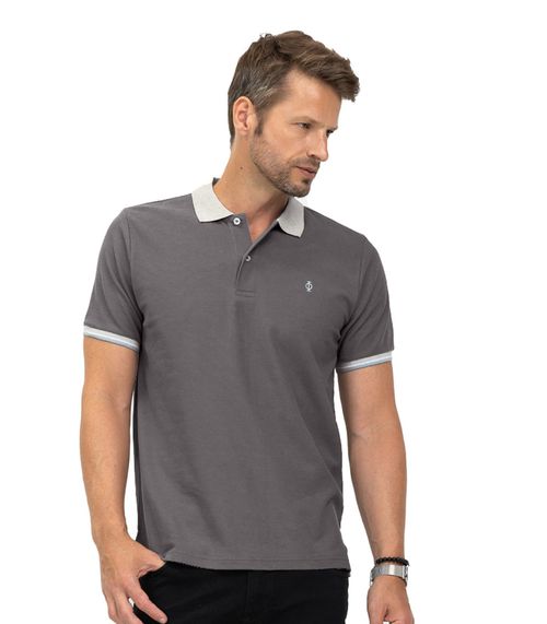 Polo Masculina Piquet Diametro Cinza