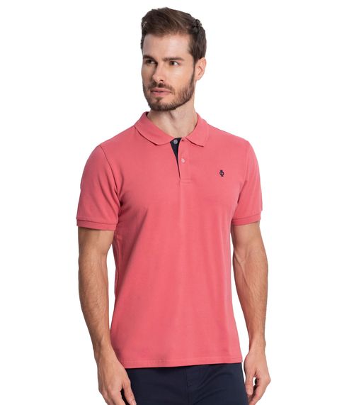 Polo Masculina Piquet Diametro Rosa