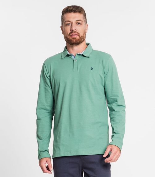 Camisa Polo Masculina Manga Longa Diametro Verde