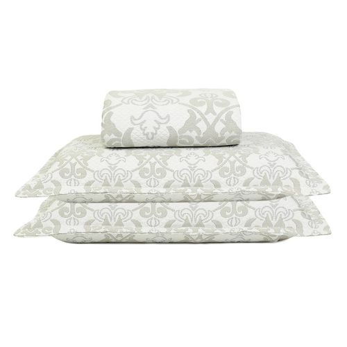 Colcha 2 Porta Travesseiros Jacquard Imperial Cinza J Serrano