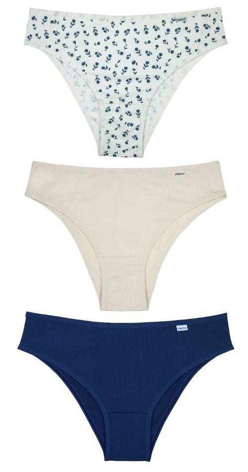 Kit 3 Calcinhas Flores Branco/Amarelo/Marinho - Delrio